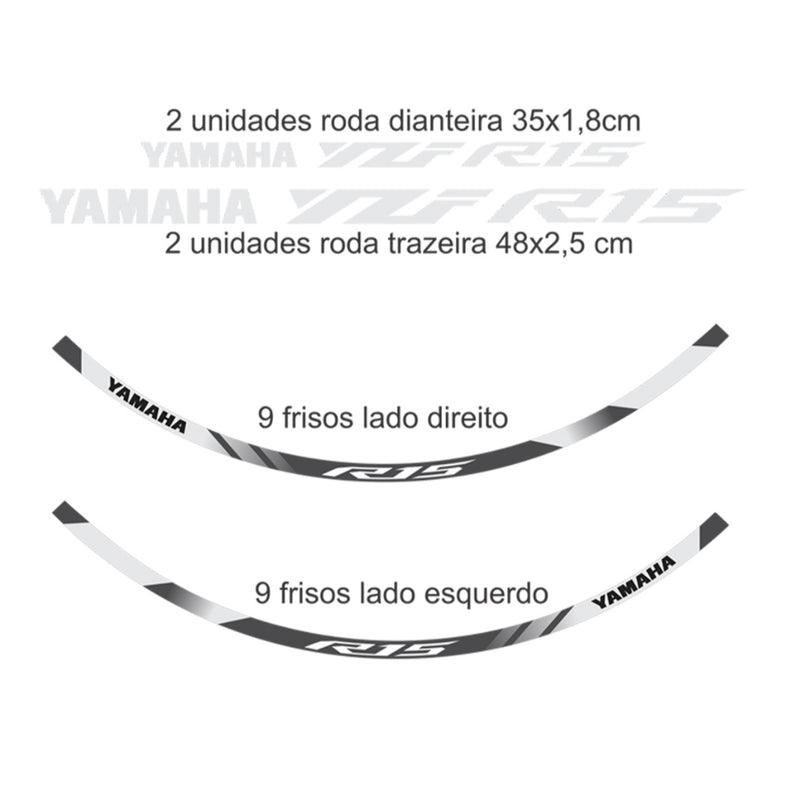 Adesivo Refletivo Roda Holográfico (Friso e Logotipo) - Yamaha Yzf R15