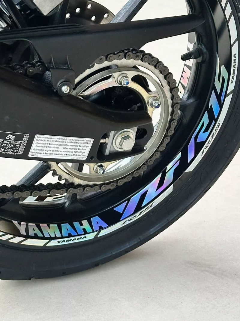 Adesivo Refletivo Roda Holográfico (Friso e Logotipo) - Yamaha Yzf R15